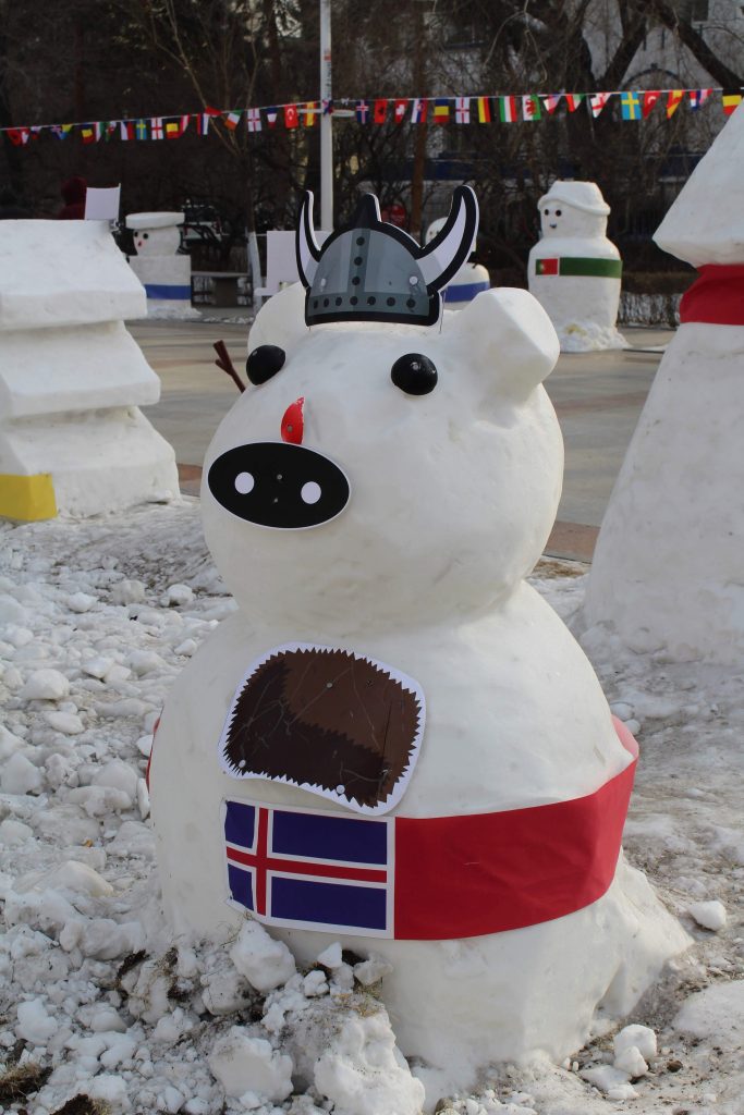 An Iceland snowman