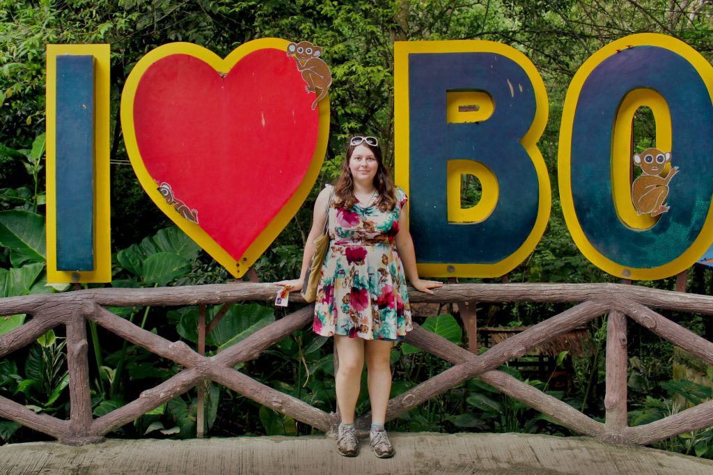 I Love Bohol sign at the entrance to the Tarsier Sanctuary
