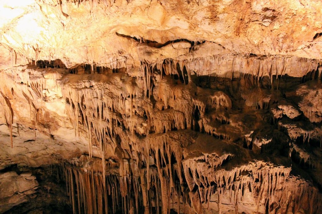 Some stalactites in the Cuevas Del Drach