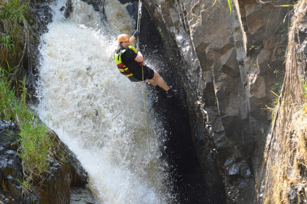 Photo of me abseiling waterfalls in Da Lat