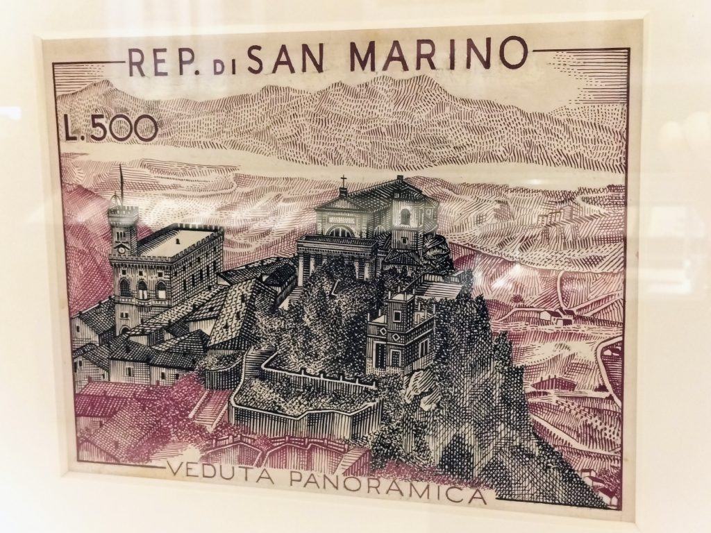 Photo of a 500 Lira stamp of San Marino.
