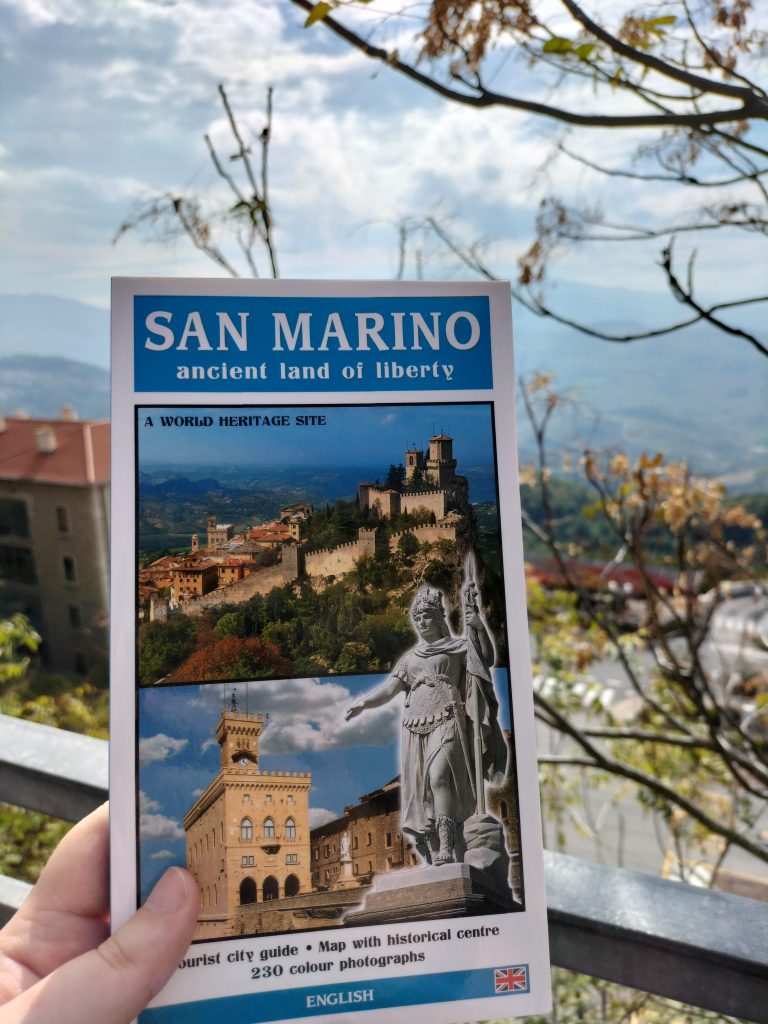 Photo of a guidebook to San Marino.