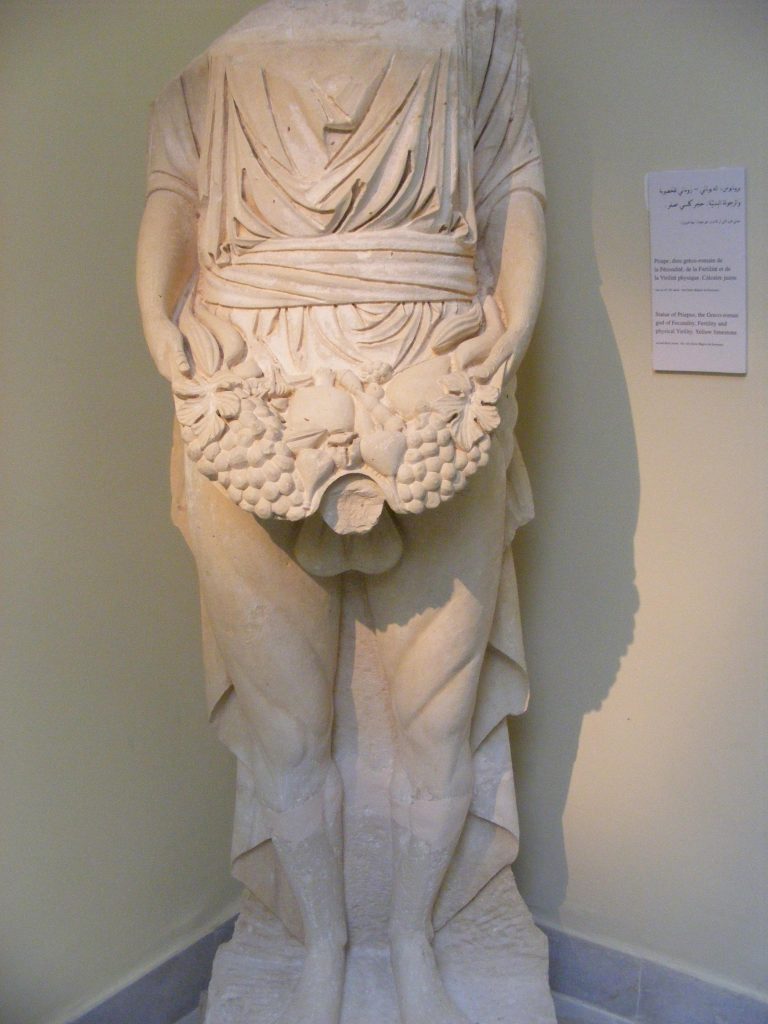 Photo of a statue of the Greek god Priapus.