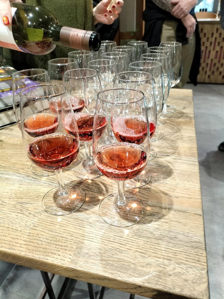 Photo of glasses of rose wine.